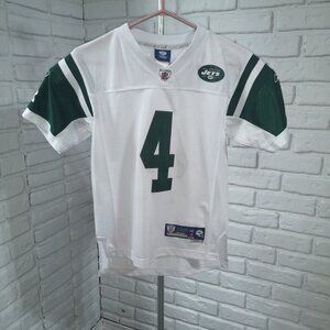 NFL Reebok Youth's Size Medium NY Jets #4 Favre White & Green V-neck Jersey